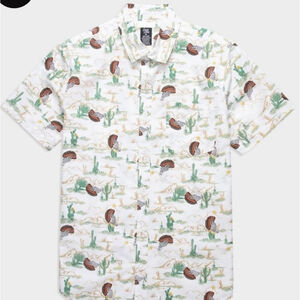 Men's Fresh Vibes White Green Cactus Taco Skeleton Casual Button Down Shirt L
